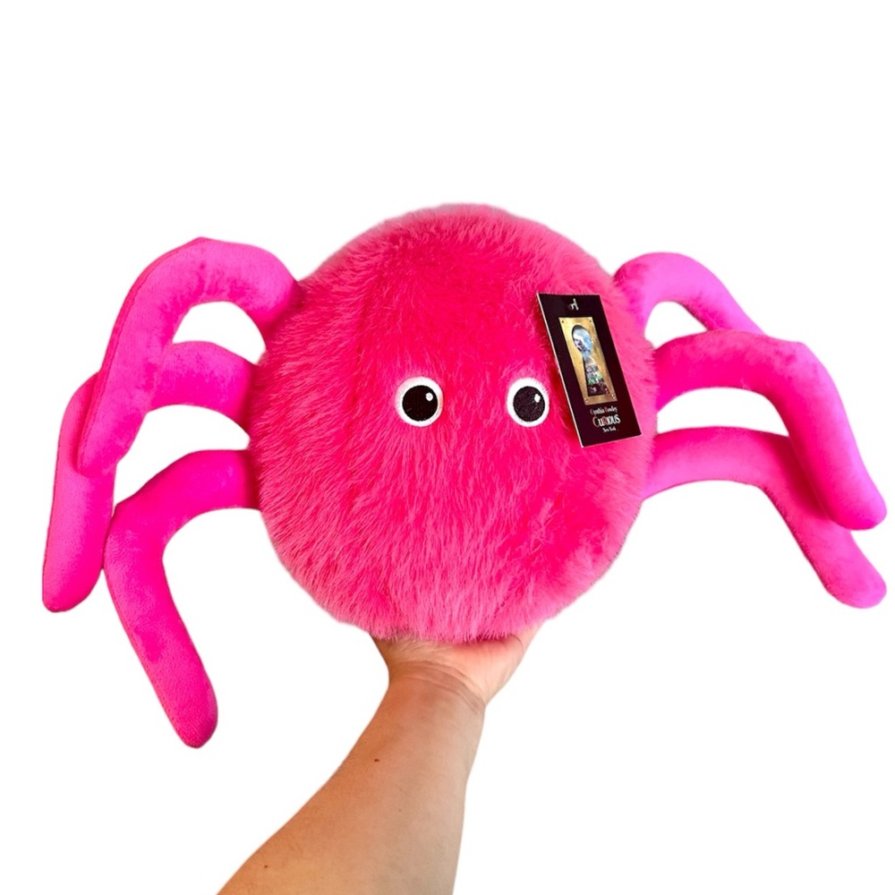 👻 Cynthia Rowley Hot Pink Spider Faux Fur Plush Pillow Tiktock Viral NWT